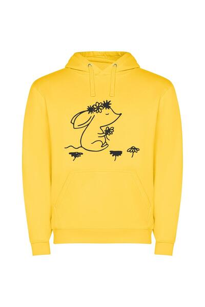 iLovePrints Bunny's Floral Delight Φούτερ με κουκούλα σε χρώμα Κίτρινο