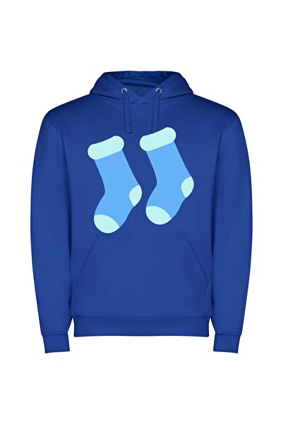 iLovePrints Fashionable Blue Sock Duo Φούτερ με κουκούλα σε χρώμα Μπλε