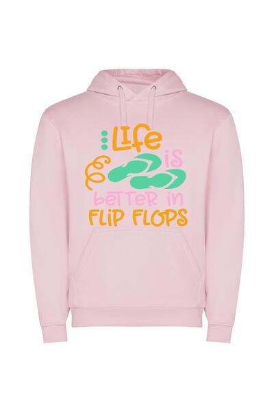 iLovePrints LiFe FlOPs FiestA Φούτερ με κουκούλα σε χρώμα Ροζ