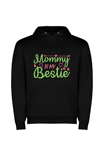 iLovePrints Mommies' Colorful Love Bond Φούτερ με κουκούλα σε χρώμα Μαύρο
