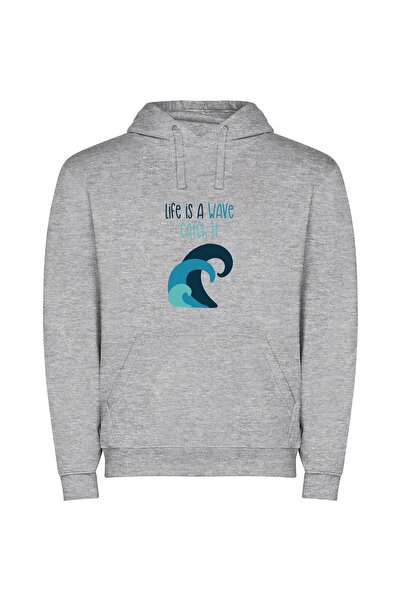 iLovePrints Embrace the Infinite Wave Φούτερ με κουκούλα σε χρώμα Γκρι