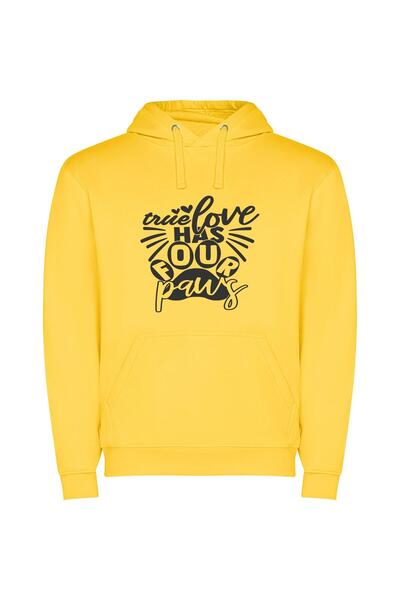 iLovePrints Pawfect Love in Monochrome Φούτερ με κουκούλα σε χρώμα Κίτρινο