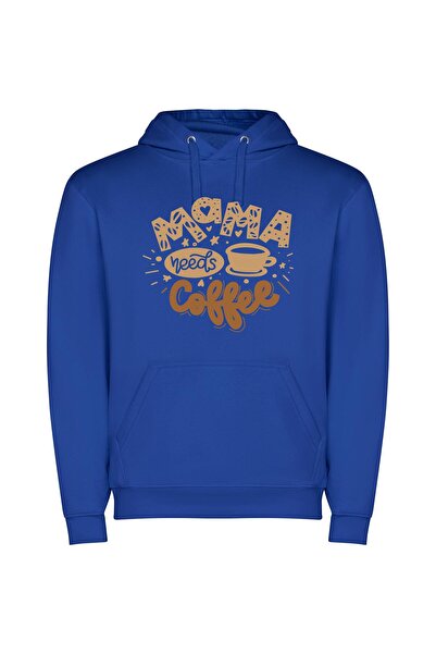 iLovePrints Mama's Yummy Coffee Cup Φούτερ με κουκούλα σε χρώμα Μπλε