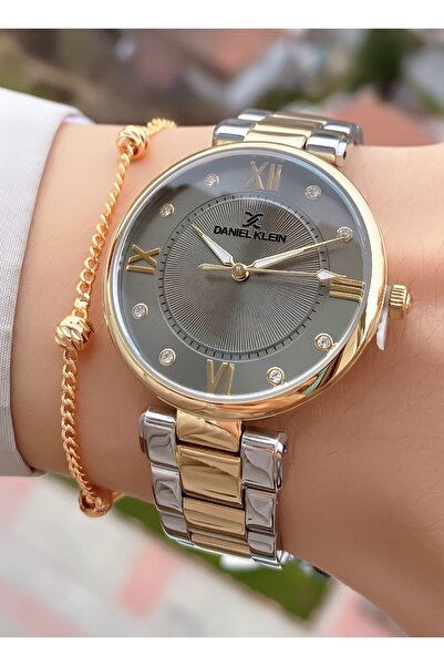 Daniel Klein Yellow Silver Color - Large Case Women's Wristwatch - with Brace...