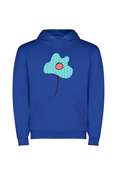 iLovePrints Polka Dot Flower Fashion Φούτερ με κουκούλα σε χρώμα Μπλε