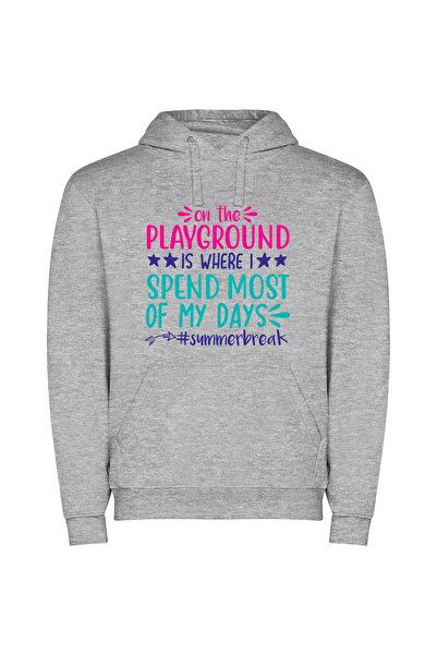 iLovePrints Summertime Playground Bliss Φούτερ με κουκούλα σε χρώμα Γκρι