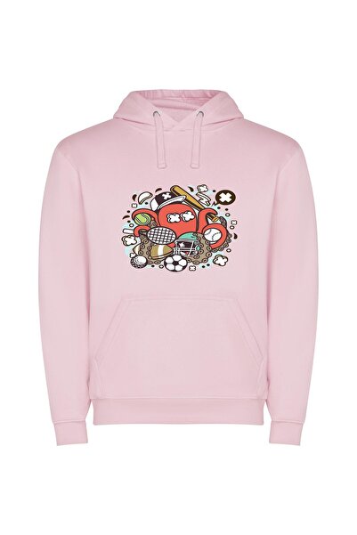 iLovePrints Sports Mascot HD Illustration Φούτερ με κουκούλα σε χρώμα Ροζ