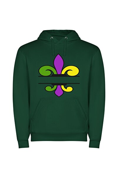 iLovePrints Colorful Fleur de Lis Φούτερ με κουκούλα σε χρώμα Πράσινο