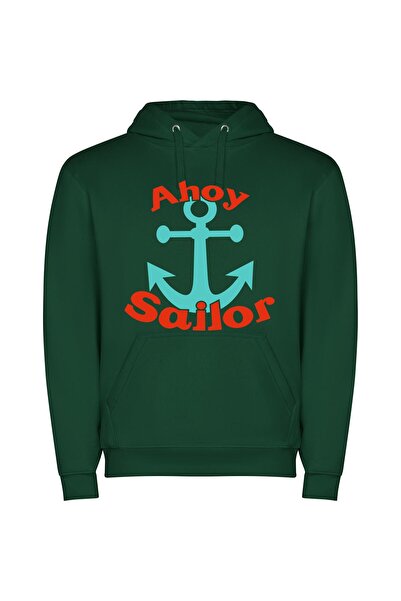 iLovePrints Sailor's Delight: Illustrated Anchor Φούτερ με κουκούλα σε χρώμα ...