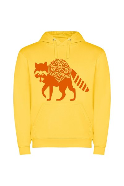 iLovePrints Whimsical Raccoon: Kerala Inspired Φούτερ με κουκούλα σε χρώμα Κί...