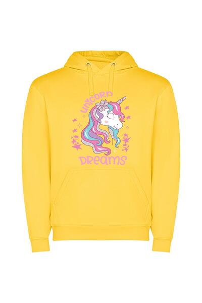 iLovePrints Mystic Dreamscape Unicorn Φούτερ με κουκούλα σε χρώμα Κίτρινο
