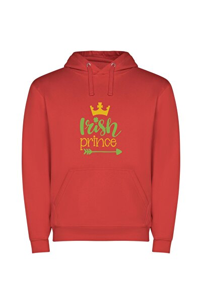 iLovePrints Crowned Irish YouTube Prince Φούτερ με κουκούλα σε χρώμα Κόκκινο
