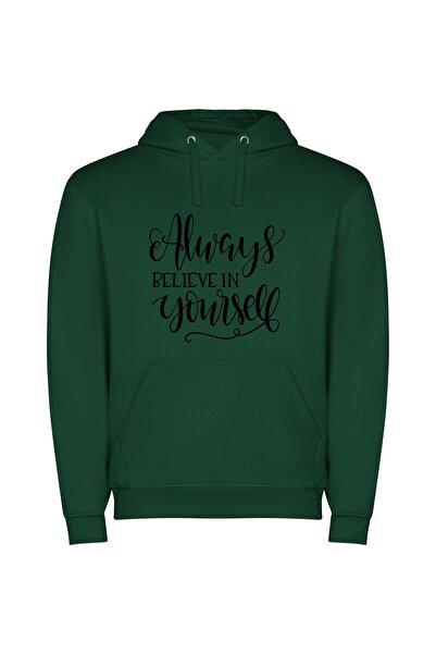 iLovePrints Believe Inspire Artfully Written Φούτερ με κουκούλα σε χρώμα Πράσινο