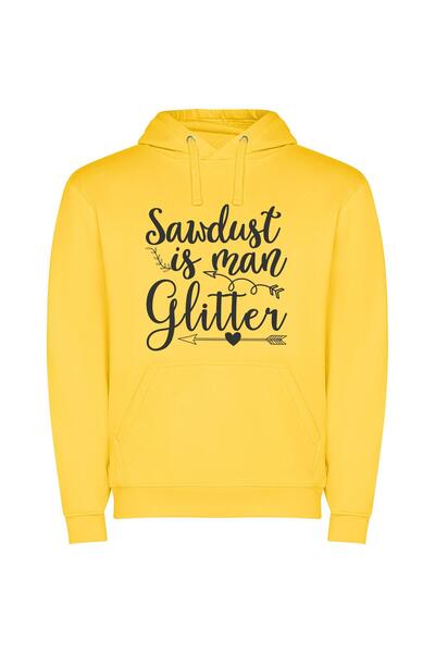 iLovePrints Glamorous Sandist Glitter Art Φούτερ με κουκούλα σε χρώμα Κίτρινο
