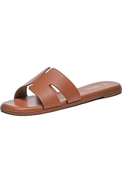 GENERAL Rihero Women's Dressy Flat Sandals Comfortable Slip On Leather Slide ...