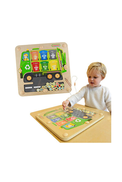 Masterkidz Tablă magnetică Segregare deșeuri Camion de reciclare Montessori
