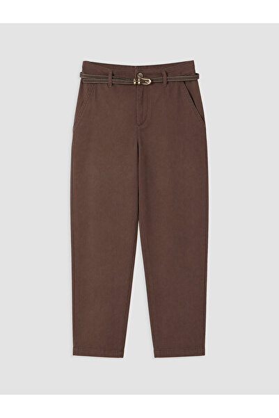 LC Waikiki Brown Belted Carrot Fit Women's Jean Pants