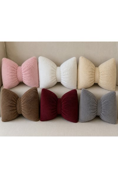 dedsehome Dedse Plush Bowknot Pillow Decorative Furry Throw Pillow for Sofa and Bedroom