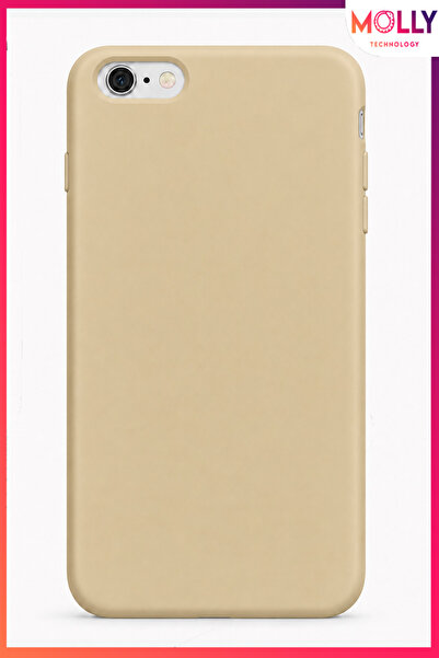 Molly iPhone 6/6S PLUS İçin Bej Liquid İçi Kadife Mat Silikon Kılıf
