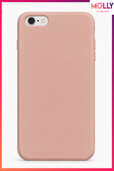 Molly iPhone 6/6S PLUS İçin Kum Pembesi Liquid İçi Kadife Mat Silikon Kılıf