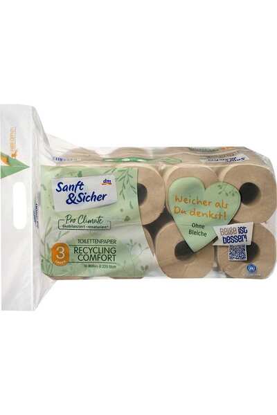 OEM 3-ply recycled paper toilet paper, 16 pcs