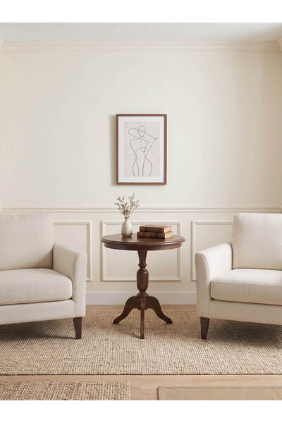KleinHaus Furniture Grace Fiskos, Klasik Ahşap Yan Sehpa