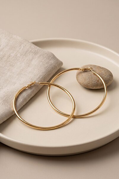 Clariss 316L Steel Gold Color 66 mm Hoop Earrings