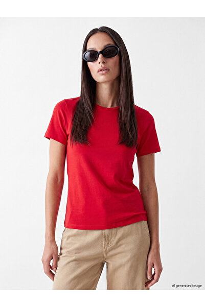 LC Waikiki Red Crew Neck Women's T-Shirt