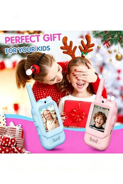 ABAJ Kids Video Walkie Talkie Toy (2-Pack) - 2.4G WiFi Rechargeable Handheld Intercom with 2-Inch Screen and Fun Voice Changing Function for Boys & Girls