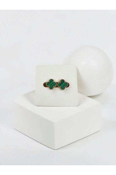 KİUSS Clf Mini Size Green Gold Clover Earrings