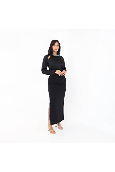 2TRENDY Women's Straight Cut Maxi Skirt Black