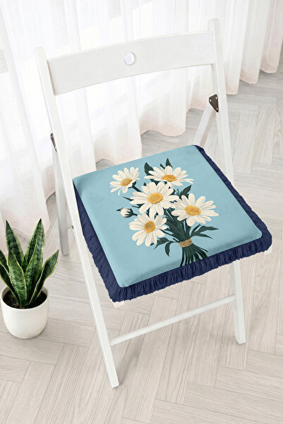 Realhomes Daisy Bouquet Floral Patterned Fringed Zippered Chair Cushion - Tuf...