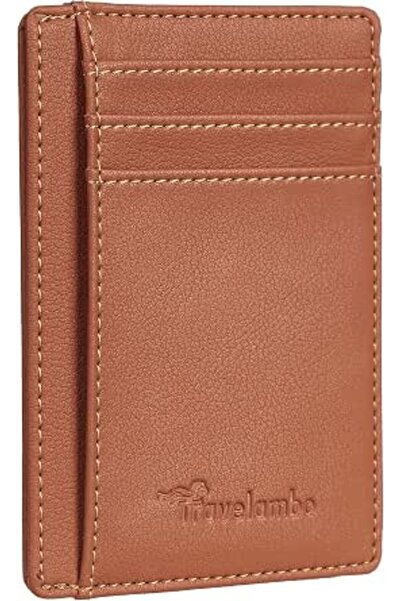 Travelambo Front Pocket Minimalist Leather Slim Wallet RFID Blocking Medium Size