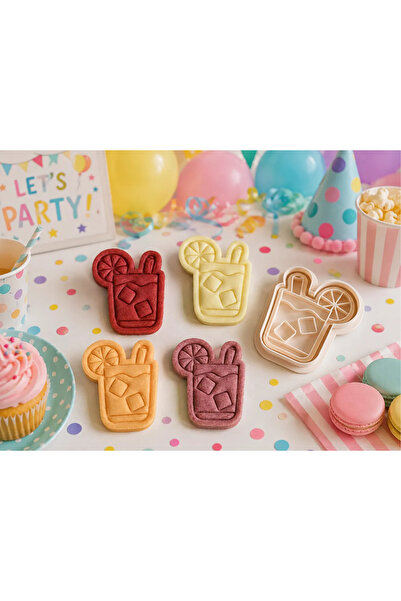Filkorium3D Cocktail / Lemonade Themed Cookie Mold and Stamp Set (8 cm) - Sum...