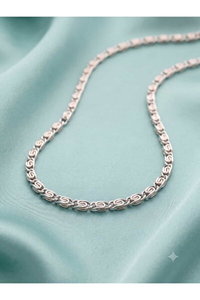 Çelik Infinite Curve Silver Color Men's Chain Necklace