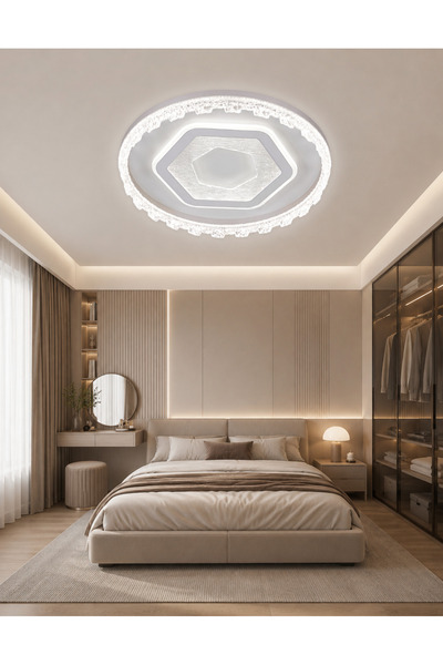 Hexa Crystal Tasarımlı Led Tavan Plafonyer Avize – Modern Lüks Aydınlatma
