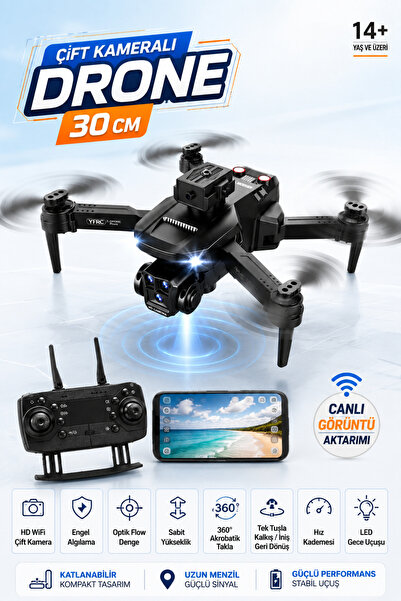 YILDIRIM OYUNCAK Katlanabilir Çift Kameralı Drone 30cm – HD WiFi Kameralı, En...