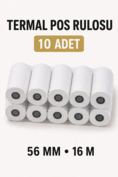 56x16 Termal POS Ve Yazarkasa Rulosu - 1 Paket 10 Adet
