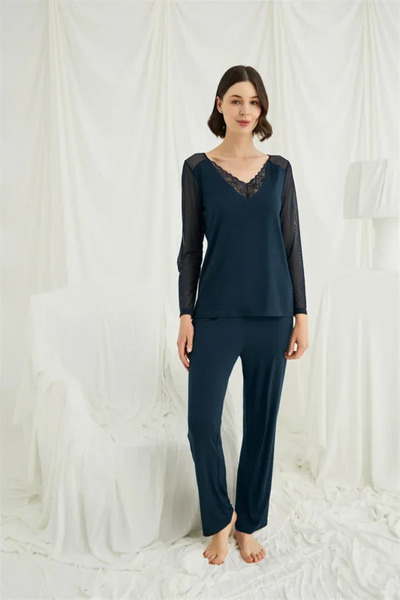 SS HOME CONCEPT Backless Long Sleeve Pajama Sets in Tulle and Lace Pieces