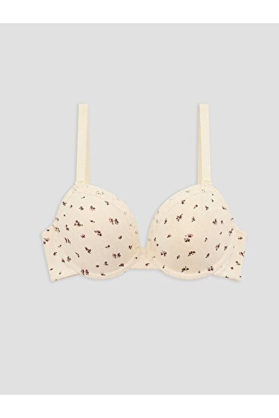 LC Waikiki Lcw Dream Ecru Underwire Half Padded Floral T-Shirt Bra