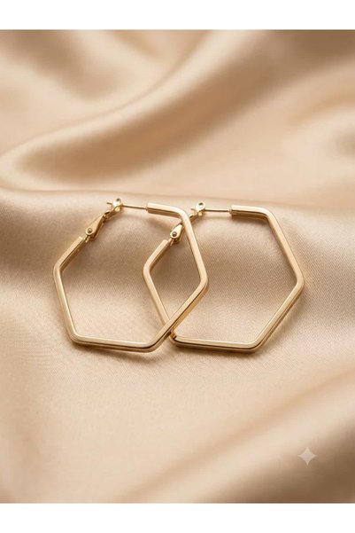 BİJU Chunky Drop Shiny Gold Hoop Earrings
