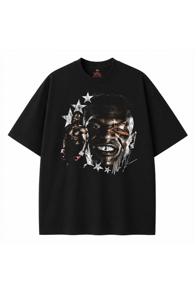 kun inaki Mike Tyson Baskılı Siyah Unisex Tişört