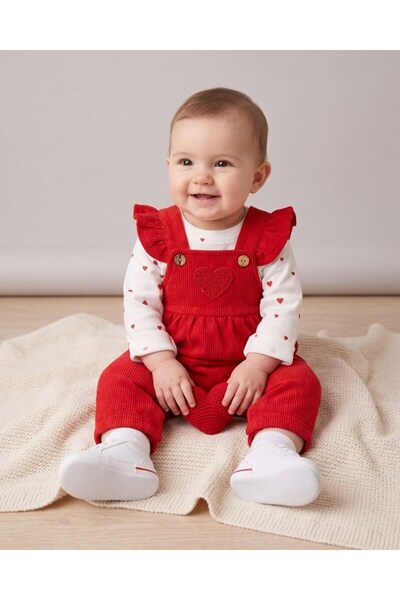 Ege Bebek بدلة أطفال بنات مطرزة على شكل قلب مع سترة داخلية، مناسبة للأعمار من...