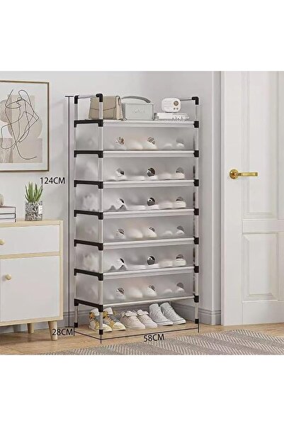 AOHRYME 3 Row 8 Tier Shoe Rack Shoe Organizer Storage with Non-Woven Fabric T...