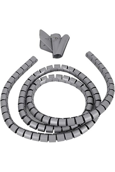 Lawazim Coiled Tube Cable Sleeve - 1.5mx22mm, Gray - Flexible Cable Organizer...