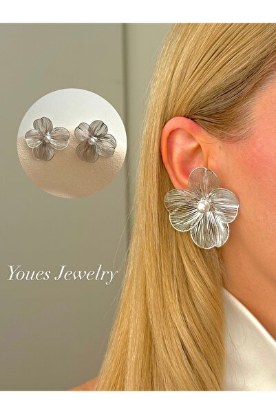 YOUES JEWELRY أقراط فاخرة على شكل زهرة من الفولاذ، أقراط سلكية للنساء، أقراط ...