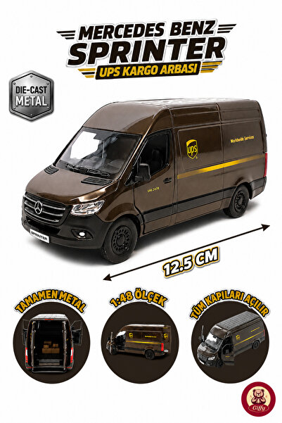giffy Oyuncak Metal 1:48 Mercedes-Benz Sprinter UPS Kargo Aracı Die-Cast Meta...