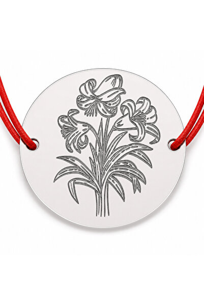 Simoshop Brățară argint 925 cu bănuț buchet de crini, șnur reglabil — cadou d...