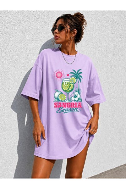classy moda Γυναικείο μπλουζάκι με στάμπα κοκτέιλ και καλοκαιρινό σχέδιο, ove...