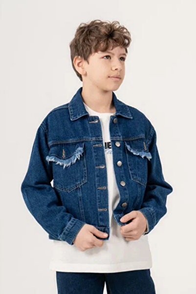 GİYİCEM TEKSTİL Boy's Denim Jacket with Buttoned Pockets 1103
